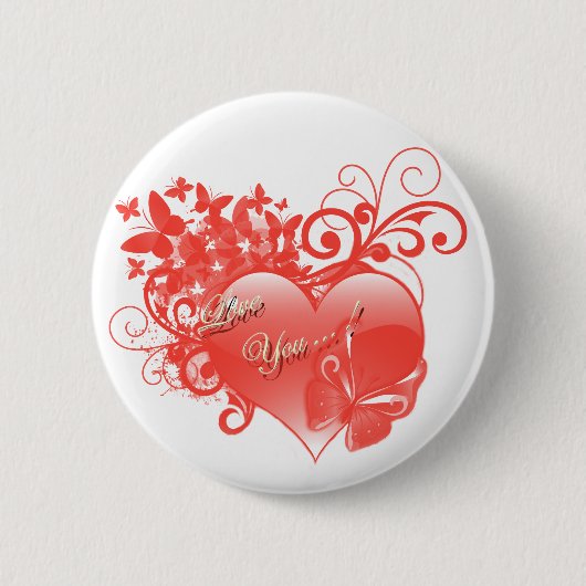 私はあなたを赤いハート 缶バッジ (正面)