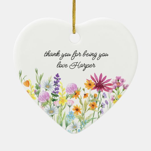 私はあなたを選ぶだろう野草野パーソナライズされたフローラ セラミックオーナメント (裏面)