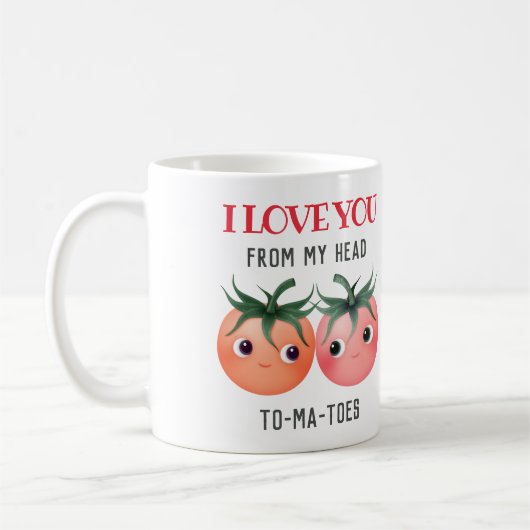 私はあなたを頭から爪先まで可愛いトマト大好き コーヒーマグカップ (左)