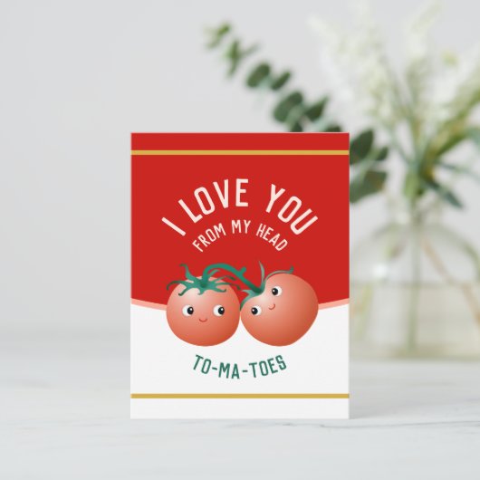私はあなたを頭から爪先まで可愛いトマト大好き ポストカード (スタンド正面)