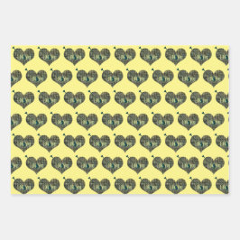 私はあなたを黄青グリッドハート図形を掘る ラッピングペーパーシート