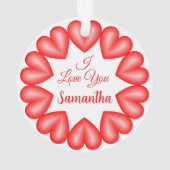 私はあなたを3dハート円枠が大好き オーナメント (裏面)