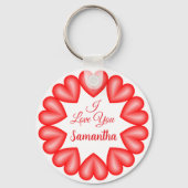 私はあなたを3dハート円枠が大好き キーホルダー (正面)