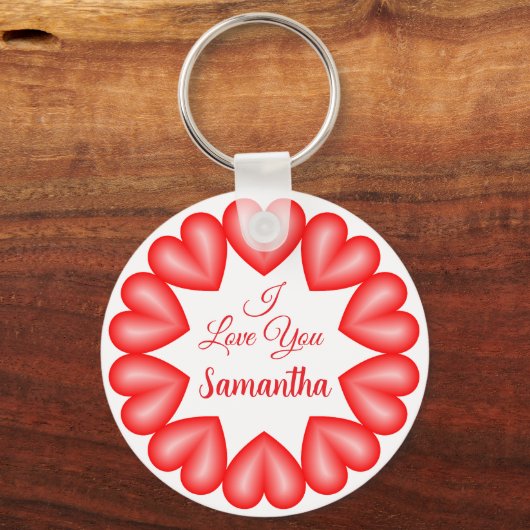 私はあなたを3dハート円枠が大好き キーホルダー (裏面)