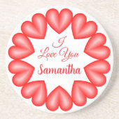 私はあなたを3dハート円枠が大好き コースター (正面)