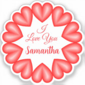 私はあなたを3dハート円枠が大好き シール (正面)