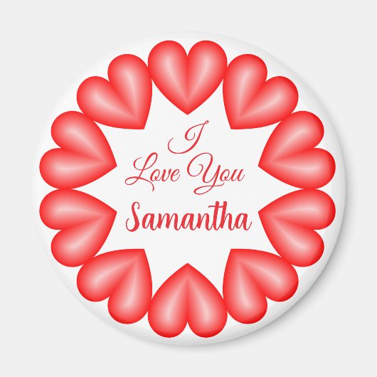 私はあなたを3dハート円枠が大好き マグネット (正面)