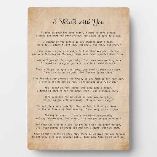 私はあなた犬の悔やみや弔慰詩と歩く フォトプラーク (正面)