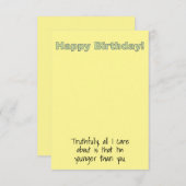 私はあなユーモアのあるたの誕生日カードより若い サンキューカード (正面/裏面)