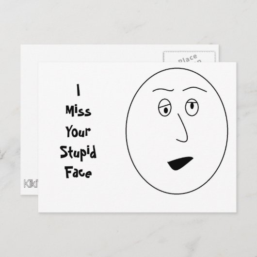 私はあな恋しく思たの愚かな顔はがき ポストカード (正面/裏面)