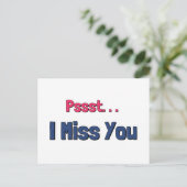 私はあな恋しく思たピンクとブルーの文字 ポストカード (スタンド正面)