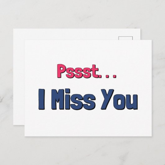 私はあな恋しく思たピンクとブルーの文字 ポストカード (正面/裏面)