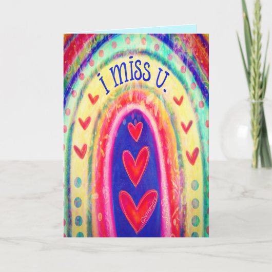 私はあな恋しく思た虹のハートが明カラフルるい カード (正面)