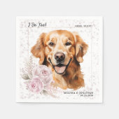 私はあまりにもゴールデンレトリバーピンクフローラドッグ結婚の スタンダードカクテルナプキン (正面)