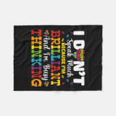 私はあまり話鮮やかな自閉症意識の男の子ではない フリースブランケット (正面(横))