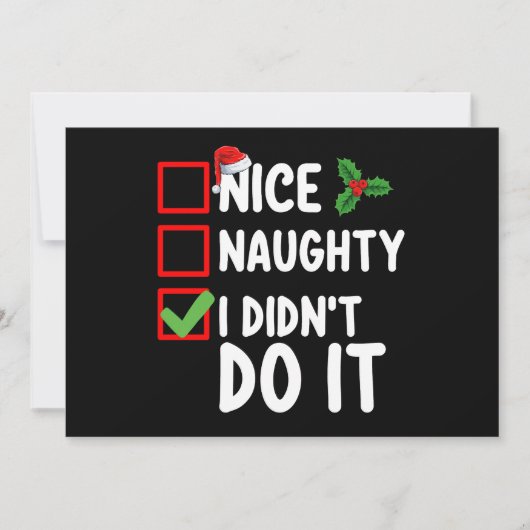 私はいけなクリスマスリストの休日をしなかった良い 招待状 (正面)