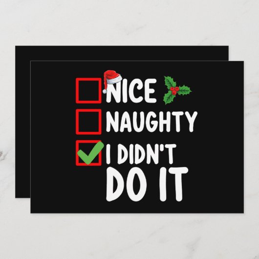 私はいけなクリスマスリストの休日をしなかった良い 招待状 (正面/裏面)