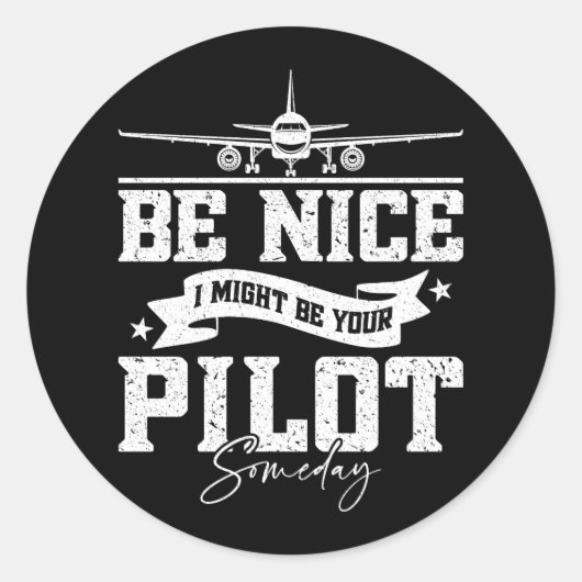 私はいつか私があなたのパイロットかもしれないおもしろいパパ ラウンドシール (正面)