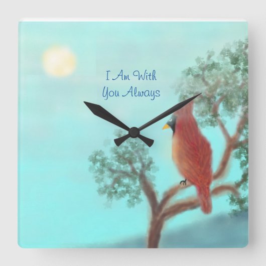 「私はいつもあなたと一緒にいる」 スクエア壁時計 (正面)
