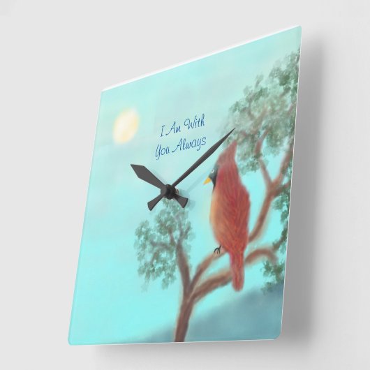 「私はいつもあなたと一緒にいる」 スクエア壁時計 (傾斜)