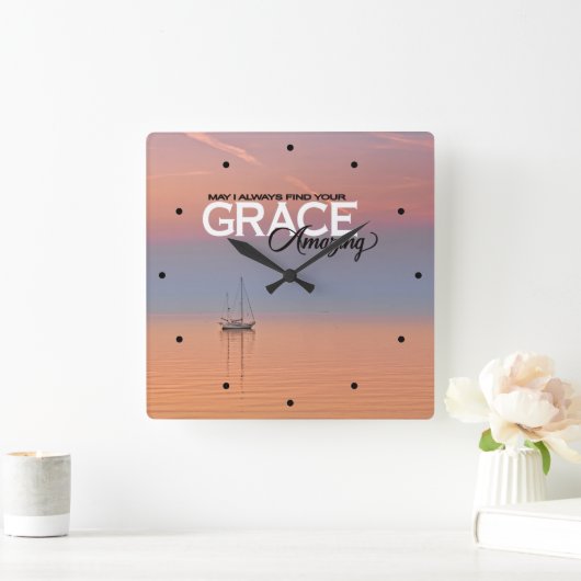 私はいつもあなたの恵みすばらしいクリスチャンを見つけてもいいかな スクエア壁時計 (ホーム)