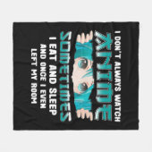 私はいつもアニメおもしろいかわいいTを見ない日本の フリースブランケット (正面(横))