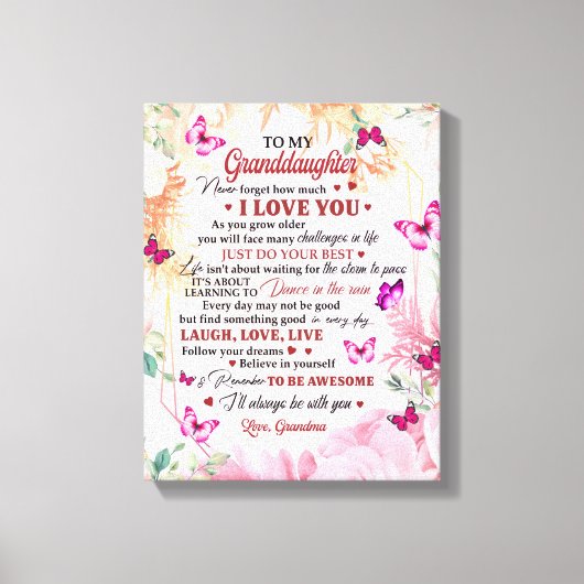 私はいつも一緒にいる、私の孫娘に キャンバスプリント (正面)