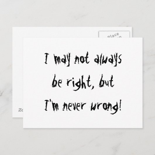 私はいつも正しい ポストカード (正面/裏面)
