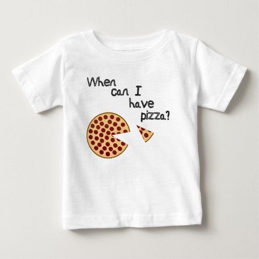私はいつピザを食べてもいいですか。 ベビーTシャツ (正面)