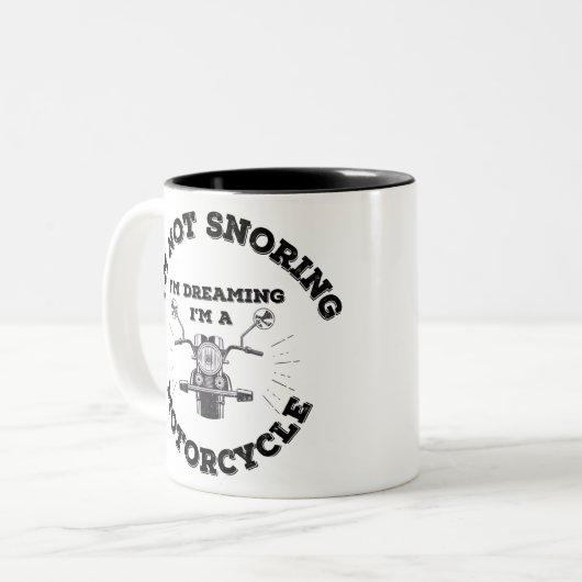 私はいびきをかいていない夢を見ている私はバイクです ツートーンマグカップ (正面左)