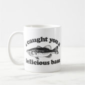 私はおいしい低音つかまえました コーヒーマグカップ (左)