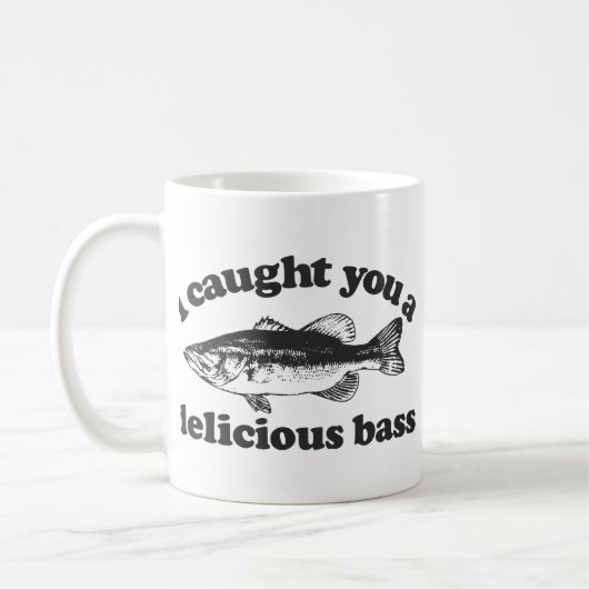私はおいしい低音つかまえました コーヒーマグカップ (左)