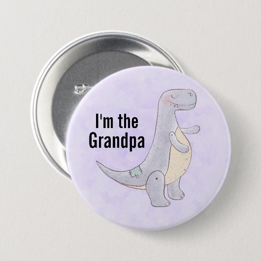 私はおじいちゃんかわいい先史恐竜 缶バッジ (正面&裏面)