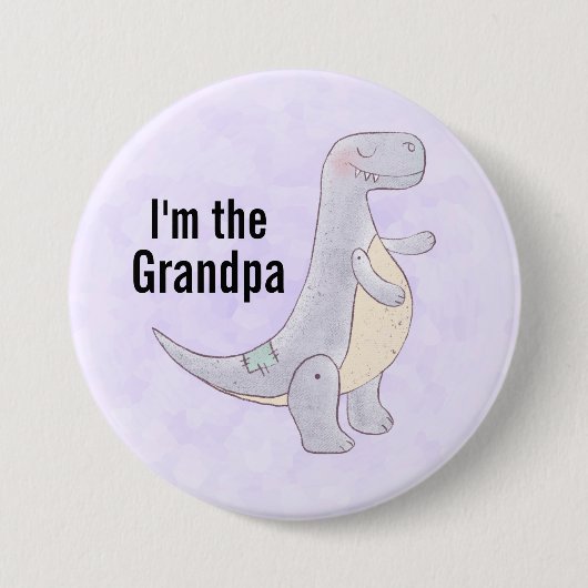 私はおじいちゃんかわいい先史恐竜 缶バッジ (正面)