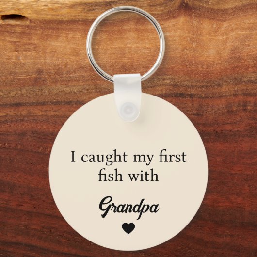 私はおじいちゃんの写真で初めての魚を釣った キーホルダー (裏面)