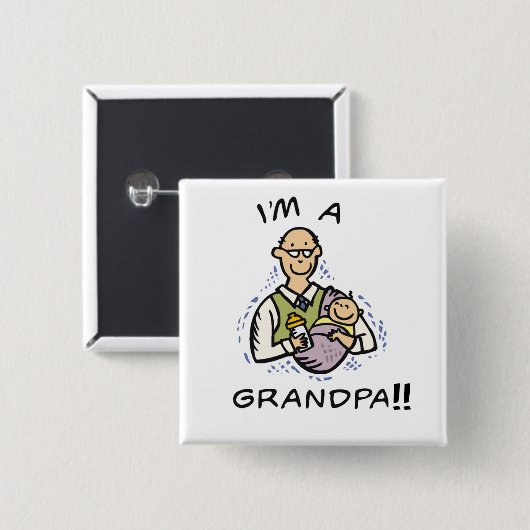 私はおじいちゃんTシャツとギフトだ 缶バッジ (正面&裏面)