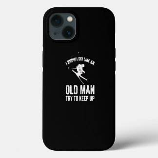 私はおじさんのようにスキーをしていると思います。ついてきてください スキー iPhone 13ケース