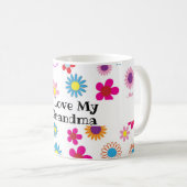 私はおばあちゃんおもしろいカラフルハッピーフラワーホワイト コーヒーマグカップ (正面右)
