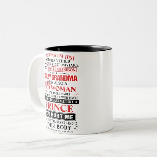 私はおばあちゃんの甘えの孫熱狂するです ツートーンマグカップ (正面左)