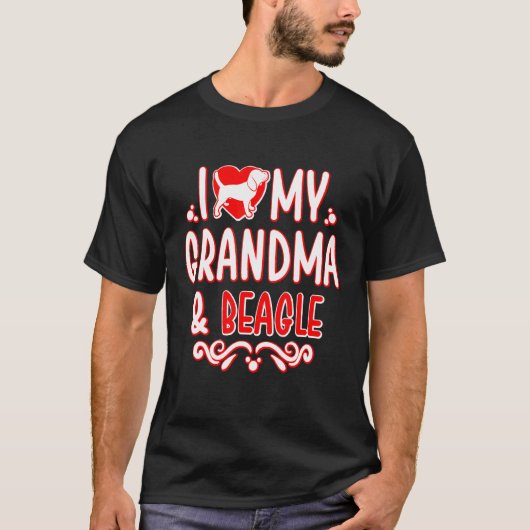 私はおばあちゃんやビーグルが大好き Tシャツ (正面)