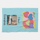 私はおばあちゃんカスタムハートキッチンタオル大好き キッチンタオル (横)