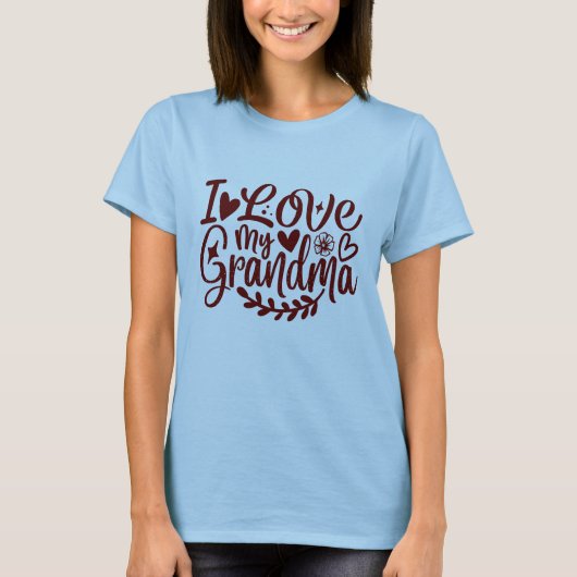 私はおばあちゃんタイポグラフィ Tシャツ (正面)