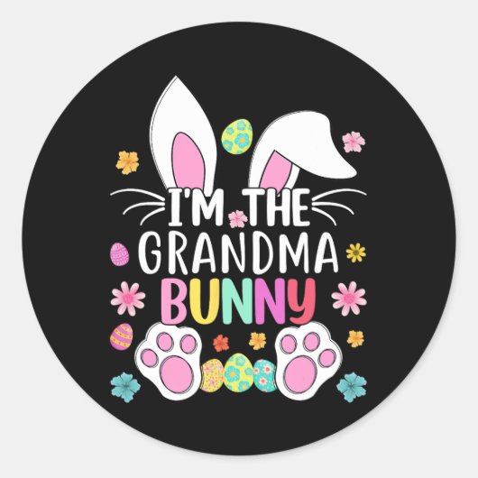 私はおばあちゃんバニーかわいいイースターウサギ耳ギギだ ラウンドシール (正面)
