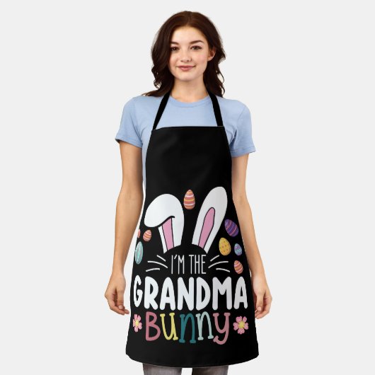 私はおばあちゃんバニー・イースター家族のマッチング エプロン (着用した状態)