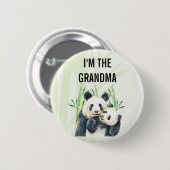 私はおばあちゃん可愛い水色パンダのクマ 缶バッジ (正面&裏面)