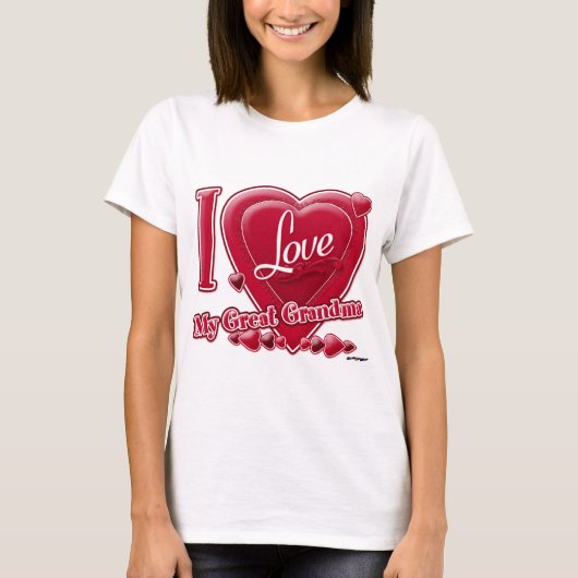 私はおばあちゃん素晴らし赤が大好き – ハート Tシャツ (正面)