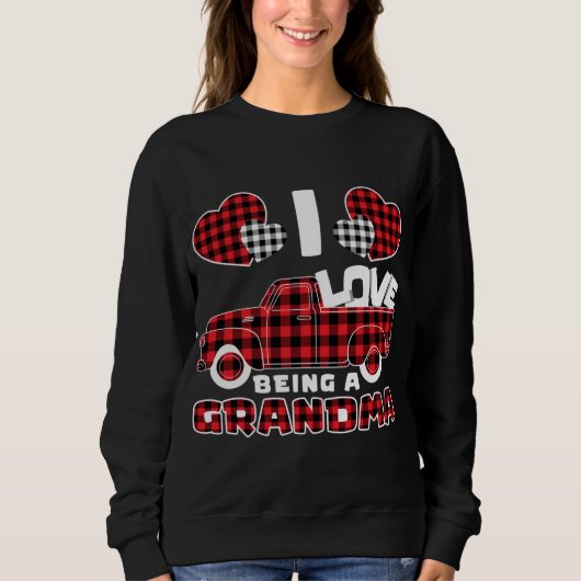 私はおばあちゃん赤トラックのハート価が大好き スウェットシャツ (正面)