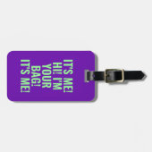 私はおもしろいあなたのバッグレトロ80sミントグリーンパープル ラゲッジタグ (正面横)