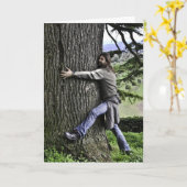 私はおもしろいあなたを愛し、ツリーのハガーグリーティングカード カード (黄色い花)