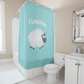私はおもしろいかわいい毛ふわふわの白い羊が大好きお洒落 シャワーカーテン (インサイチュ)